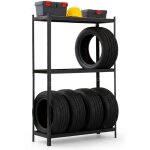 �tag�re � pneus de garage en m�tal 120 cm 3 niveaux noire 120x40x180 cm