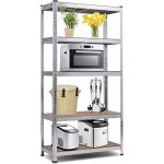 Etagere de rangement a 5 niveaux reglable avec cadre en metal galvanise, rayonnage de stockage antiderapant ...