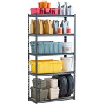 Etagere de rangement, 907 kg, etagere de garage metallique a 5 niveaux reglables, 406x914x1813 mm, meuble ...