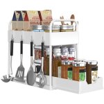 Etagere de rangement sous evier rack avec tiroir coulissant pour cuisine et salle de bain - 2 niveaux ...