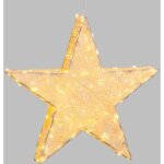 Etoile lumineuse  planter  suspendre ou  poser 55cm 120 led ambr fixe fil tress crme 31v lotti