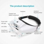Euritecsa - loupe de casque avec lampe led, amplificateur de casque rechargeable, loupe de casque avec ...