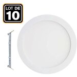 Europalamp - 10 spot encastrable led 15w rond extra - plat blanc chaud 3000k