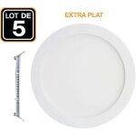 Europalamp ? lot de 5 spots encastrables led 18w ronds extra - plats ? blanc neutre 4500k ? �conomie ...