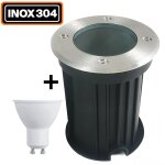 Spot encastrable sol rond exterieur ip65 + ampoule gu10 7w blanc