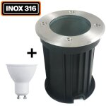 Spot encastrable de sol rond inox 316 exterieur ip65 + ampoule