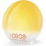 Eveil lumire led radio rveil matin lumineux lampe de chevet 20 niveaux de luminosit simulateur d'aube ...