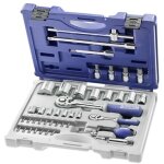 Expert ? coffret cliquet et douilles 44 pi�ces ? douilles 1 / 4'' et 1 / 2'' ? rallonges 130mm et 250mm ...