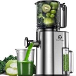 Extracteur de jus 1, 8l - pour fruits et legumes avec goulotte 130 mm - slow juicer sans bpa, 250w, nettoyage ...