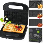 Extralink appareil  sandwich 3 en 1 grille - pain, grill et gaufrier avec plaques interchangeables, ...