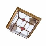 Fabrilamp - my lamp - lampe � poser incurv�e nickel nickel 1l / petit abat - jour rouge 34x13