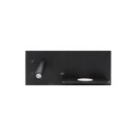 Fabrilamp - applique 2 + 8w 4000k velazquez gauche noir usb + qi 130lm double allumage 14x35x14 cm