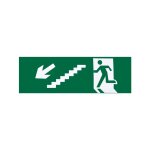 Autocollant sortie de secours escalier gauche descente 6, 5x20 cm