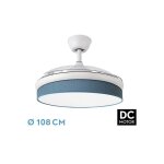 Fan dc fashion - fan white with three abs folding blades and blue diffuser 6 adjustable speeds 3 temperatures ...