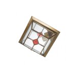 Fabrilamp - my lamp - lampe  poser incurve nickel nickel 1l / petit abat - jour rouge 34x13