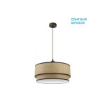 Fabrilamp suspension en m�tal brun avec abat - jour en rocaille naturelle