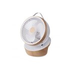 Fabrilamp - ventilateur de table robin rouge robin blanc / bois 25w 12vel 3asp motor dc remote, timer ...