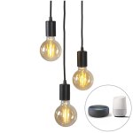 Facil - led suspension - 3 lumi�re - � 25 cm - noir - design, moderne - �clairage int�rieur - salon i ...