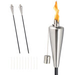 Fackels de jardin relaxdays ensemble de 3, inox, torches � huile, hauteur r�glable, m�ches, argent / ...