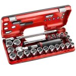 Facom ? coffret cliquet et douilles 1 / 2' ? 25 pi�ces avec cliquet r�versible ? tailles d?�crou 10 � ...