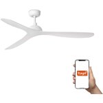 Faro barcelona - faro gotland grand ventilateur de plafond  3 pales blanc mat, systme intelligent tuya ...