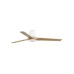 Faro barcelona - faro heypine grand ventilateur de plafond  3 pales, blanc mat, pin, avec clairage ...