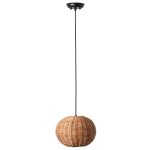 Faro barcelona - lampe suspension noir / rotin �250 haka 65134 - 73
