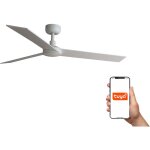 Faro barcelona - faro rudder grand ventilateur de plafond  3 pales blanc mat, systme intelligent tuya ...