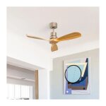 Faro barcelona - ventilateur de plafond sans lumi�re nickel mat / pin mini lantau dc 33509dc