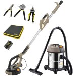 Kit plaquiste - ponceuse pl�tre t�lescopique, aspirateur et outils sp�cial rails.