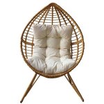 Fauteuil rotin synth�tique naturel avec coussin beige