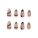 Faux ongles courts en amande, pointes franaises ombres