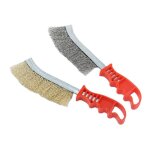 2 pices de brosses mtalliques en fil d'acier plaqu cuivre, brosse de type couteau avec manche en plastique ...