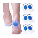 Lot de 3 paires de talonnettes en gel pour fasciite plantaire - coussinets de talon en gel de silicone ...