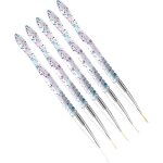 Lot de 5 pinceaux pour nail art 7 / 9 / 11 / 15 / 20 mm, outils pour nail art, pour la conception diy ...
