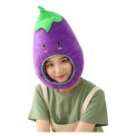 Chapeau en peluche aubergine de dessin animé kawaii, mignon, expression brodée, jouets en peluche, couvre ... Chapeau en peluche aubergine de dessin animé kawaii, mignon, expression brodée, jouets en peluche, couvre ...