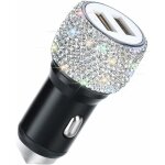 Chargeur de voiture double usb (blanc bling) fei yu