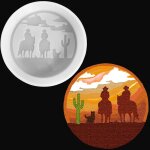 Fei yu - moule frais de scène de coucher de soleil de cow - boy, moule fait main entièrement en silicone ... Fei yu - moule frais de scène de coucher de soleil de cow - boy, moule fait main entièrement en silicone ...