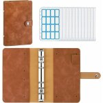 Porte - documents a6 en cuir pu, 12 pochettes transparentes  fermeture clair dossier de runion 6 classeurs ...