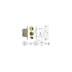 Fer - serrure � mortaiser pour portes coulissantes ronde or poli - fa�ade 50 mm avec g�che dor�e brillante. ...