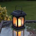 Festive lights lanternes solaires d�coratives ext�rieures noir mat avec �clairage bougie led effet vacillant ...