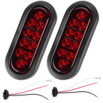 Feux arri�re camion ovales rouges �tanches - 2 pi�ces avec 10 led