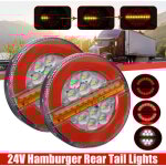 Feu arri�re de remorque, 20pcs led rond hamburger feu stop �tanche camion indicateur 12v 24v camion remorque ...