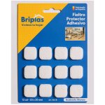 Feutre adh�sif carr� blanc 20x20 mm - 12 unit�s