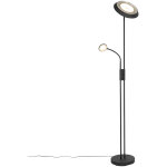 Fez - led dimmable lampadaire avec lampe de lecture variateur inclus - 2 lumire - h 180 cm - noir - ...