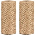 Ficelle de jute naturelle �1, 5 mm �100 m, manuelle, naturelle, trois brins, 200 m (lot de 2)