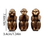 Figurine dor�e de 3 singes sages, d�coration de maison, statue de singes sages en r�sine, sculptures, ...