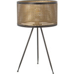 Lampe de table en m�tal dor�, imite l'osier, 1xe27, max. 60�35x60 cm, abat - jour : �35x20 cm