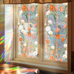 Film d'intimit� arc - en - ciel boho daisy flowers ? autocollant d�coratif 3d en vinyle pour vitrail ...