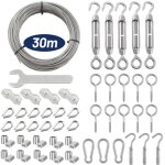 Fitags - lot de 59 corde cable acier inoxydable de 30 m - tendeur de c�ble en acier inoxydable 304 - ...